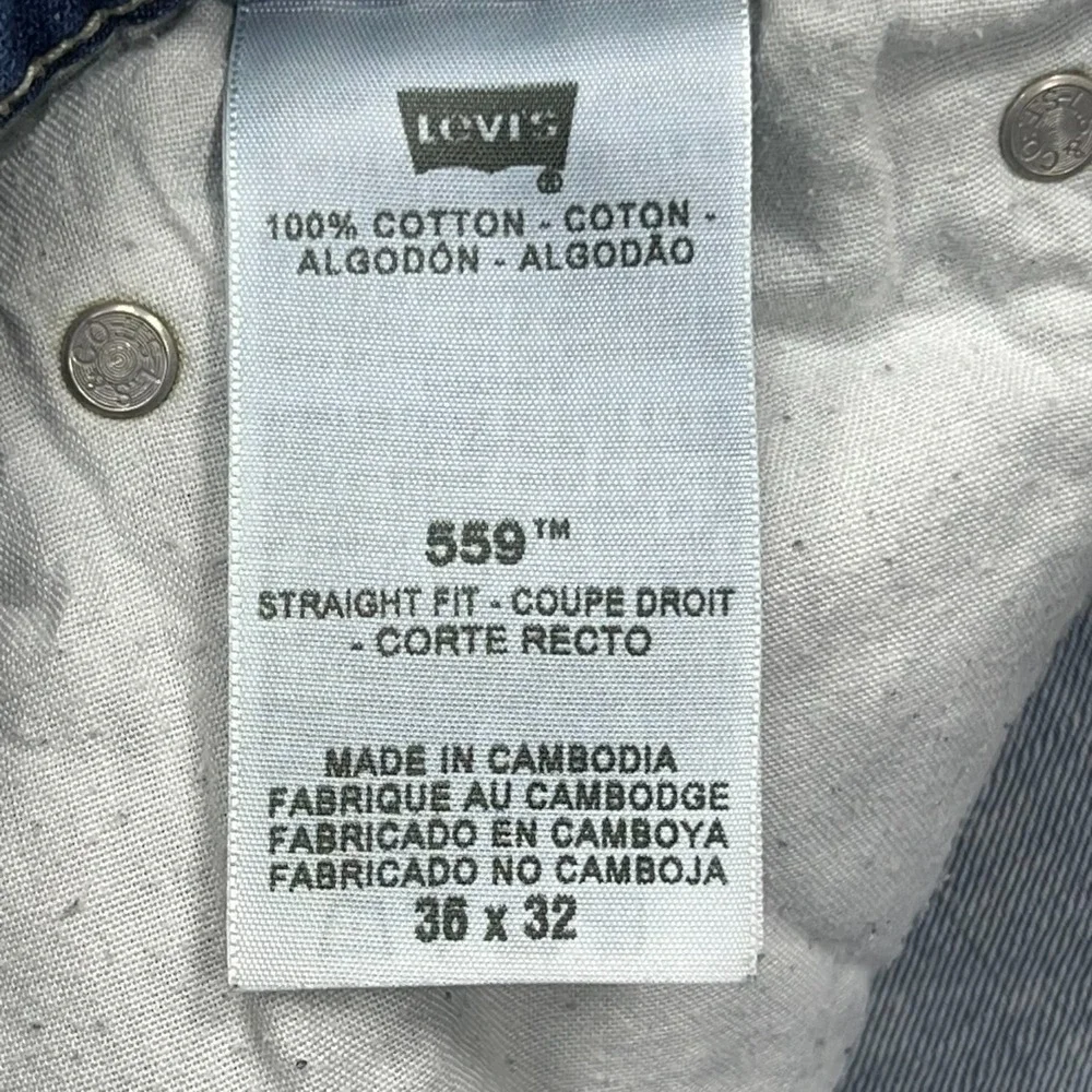 Levis 559 Jeans Mens 36x31 Blue Denim Distressed Relaxed Fit‎ Straight Leg Y2K